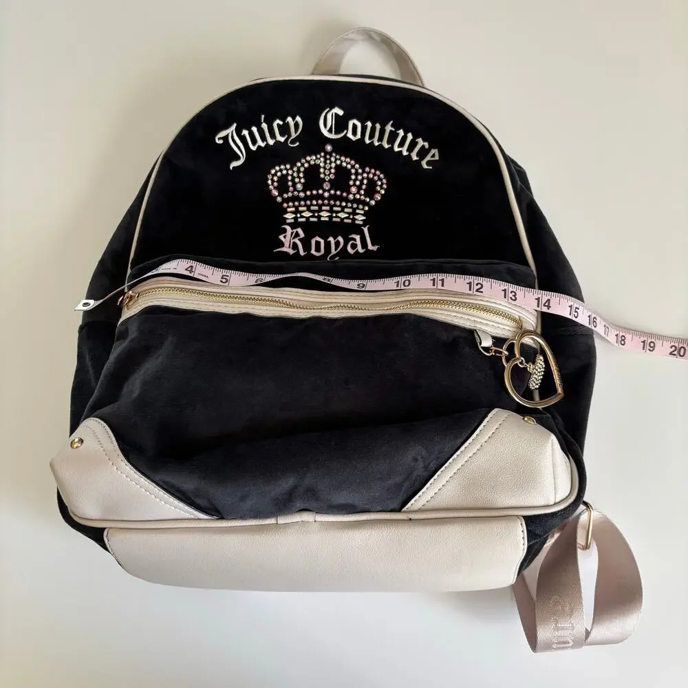 Juicy Couture Y2K Royal Kingdom Backpack Full Size Licorice Rhinestone Crown
